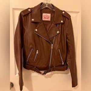 Levi’s vegan motorcycle jacket (size M; milk chocolate brown)
